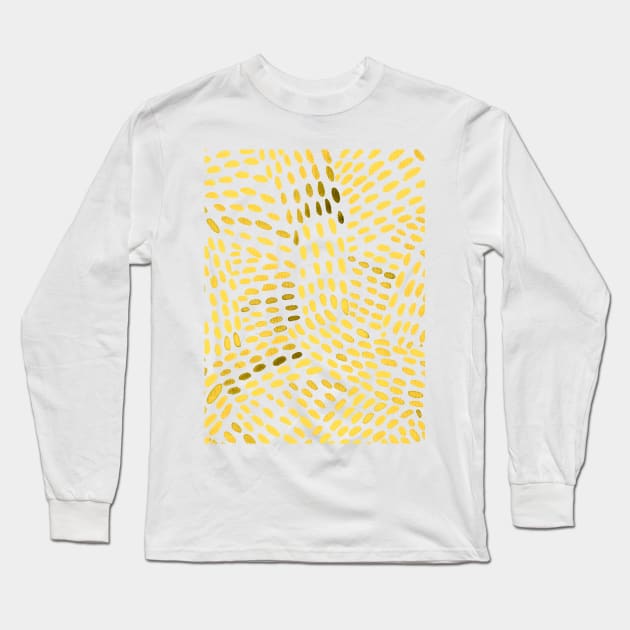 Watercolor dotted lines - yellow Long Sleeve T-Shirt by wackapacka